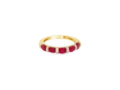Ruby & Diamond Band Ring – 18K Yellow Gold
